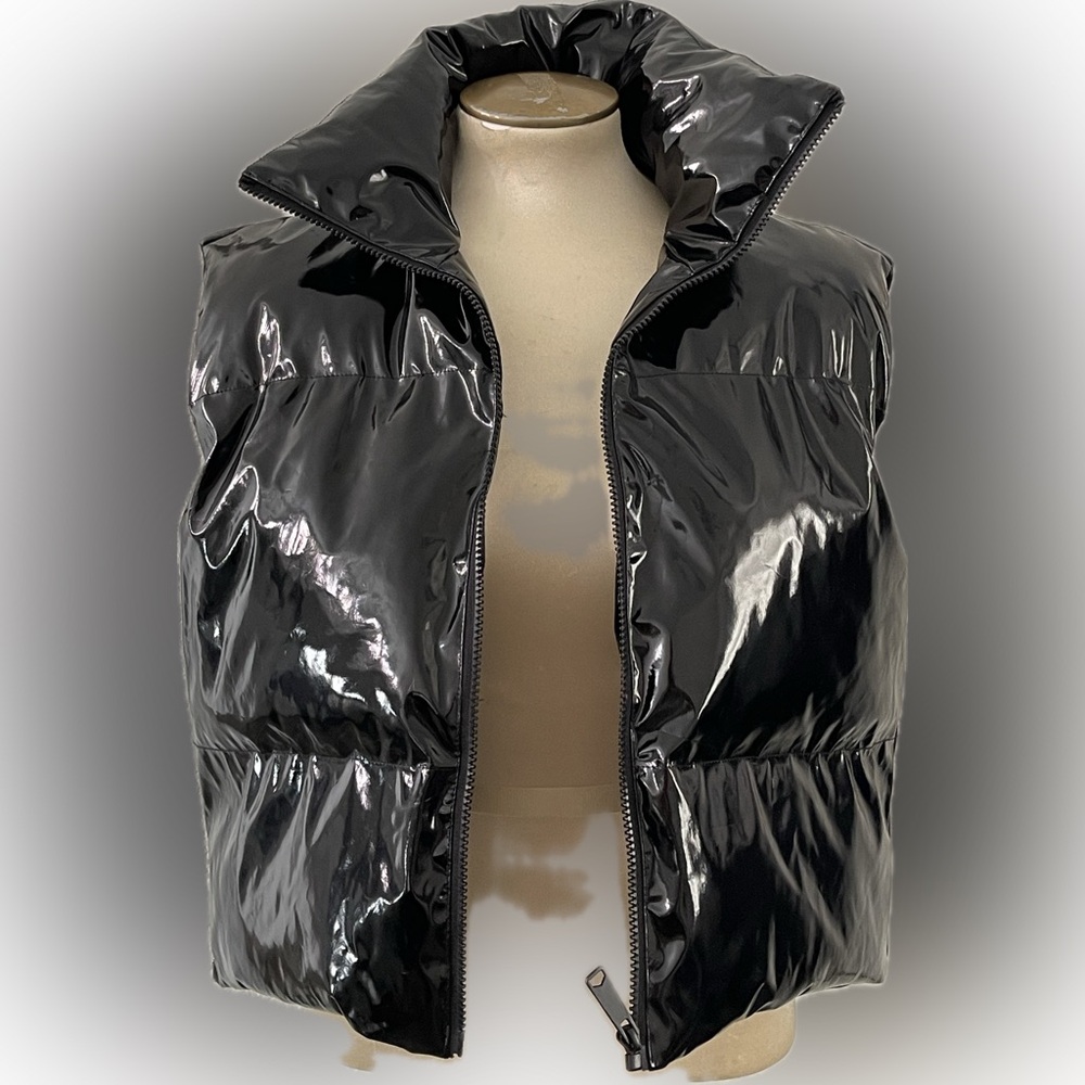 Black poly / vinyl short vest.